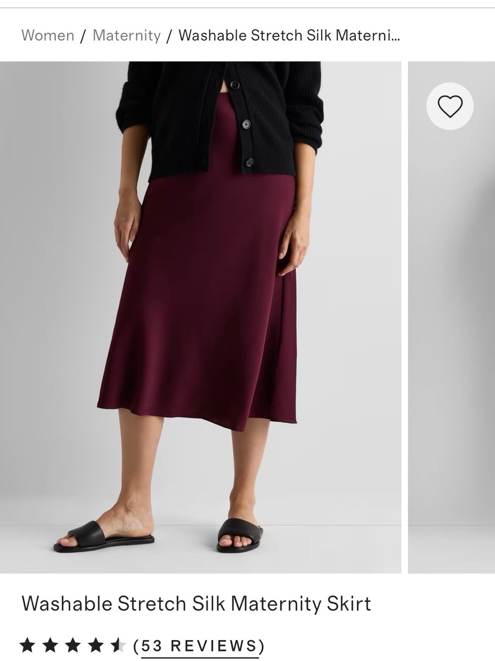 Quince Washable Stretch Maternity Silk Midi Skirt - Deep Burgundy